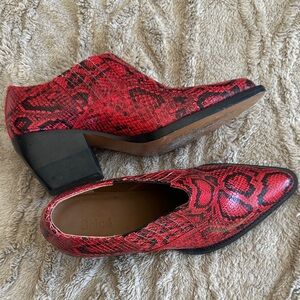 Chloe Red Snake Print Ankle Boots
